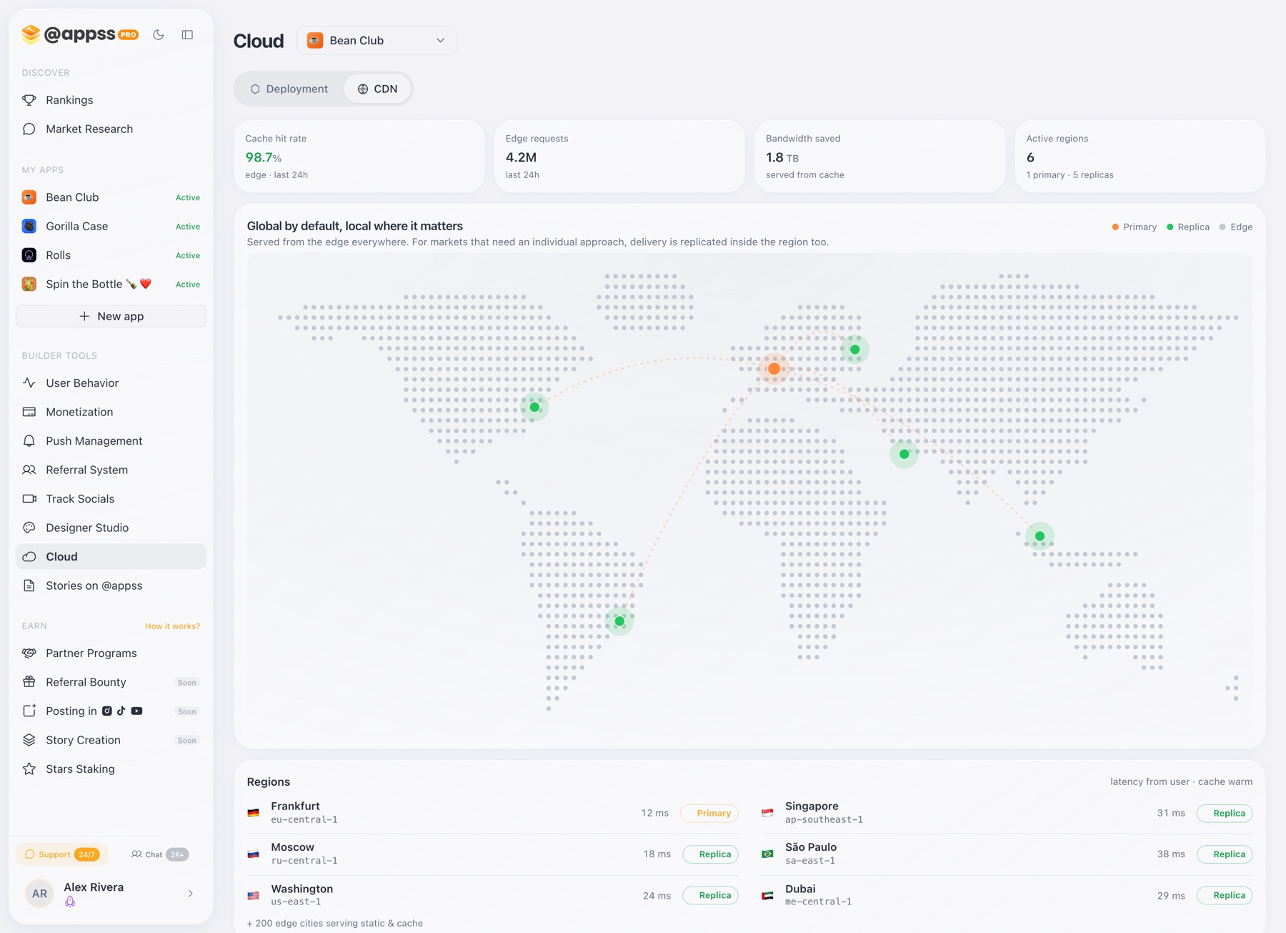 Cloud CDN dashboard: global edge delivery across regions