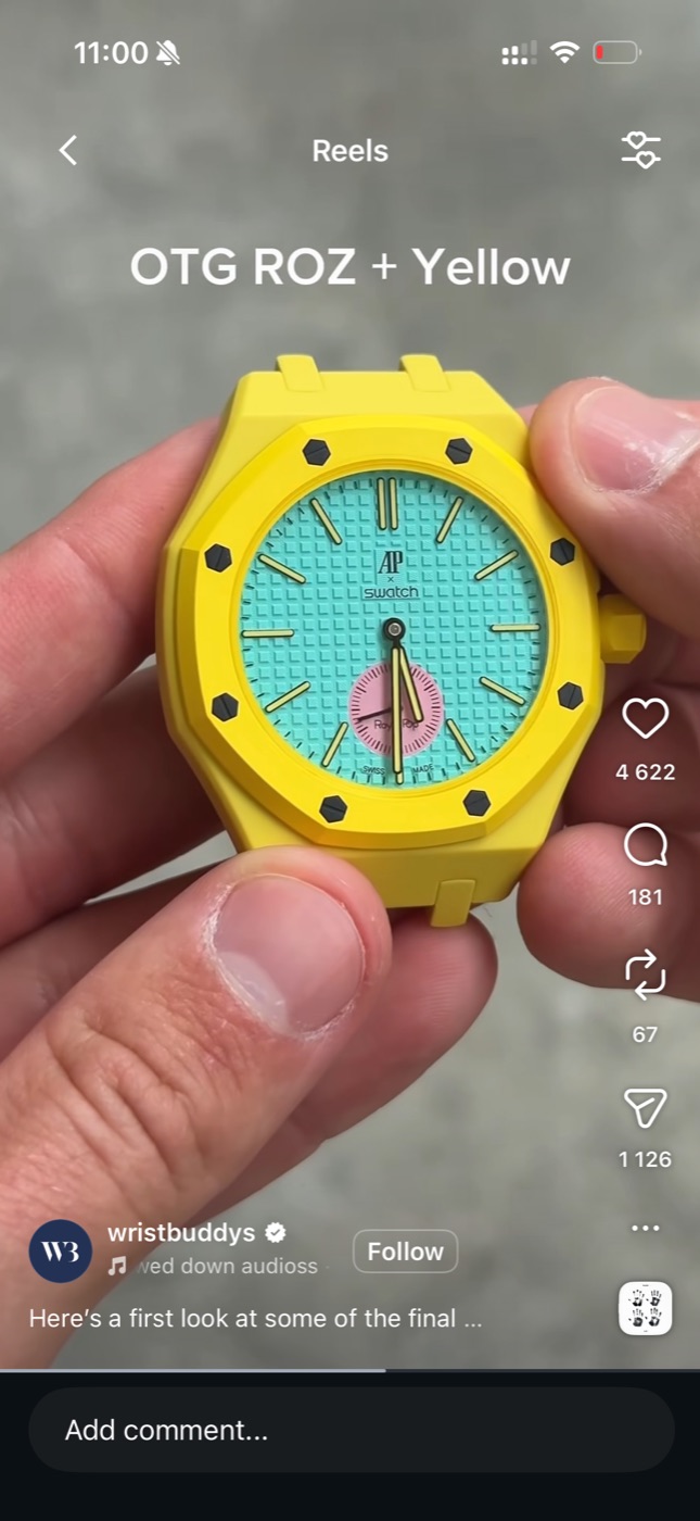 Reel: yellow OTG ROZ watch on Reels